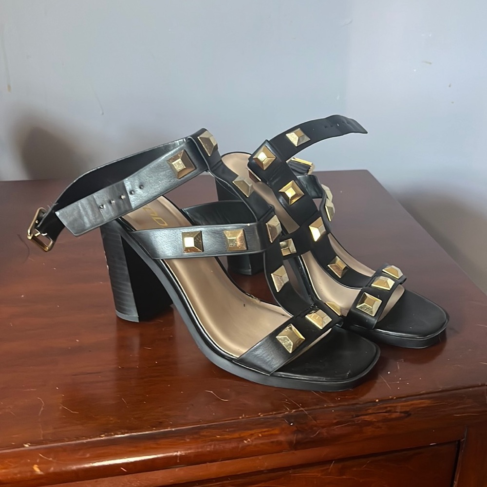 Chunky studded heels